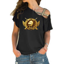 Camiseta feminina pubg de manga curta, camiseta para meninas com espaço de batalha desconhecido e irregular 2024 - compre barato