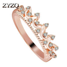 Zyzq anéis em formato de coroa nobre, romântico, proposta, casamento, noivado, conjunto com micro joia empedrada 2024 - compre barato