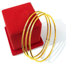 Pulseras y brazaletes GP de oro de 24K para mujer, brazalete redondo de 2mm/6cm, accesorios de joyería de oro africano, 1 pieza 2024 - compra barato