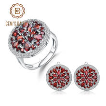 GEM'S BALLET 11.65Ct Natural Red Garnet Earrings Cocktail Ring Set 925 Sterling Silver Gemstone Vintage Jewelry Set  For Women 2024 - buy cheap