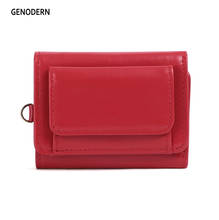 GENODERN New Short Women Wallet Genuine Leather Wallet for Woman Trifold Lady Purse with Coin Holder Small Female Purses 2024 - buy cheap