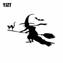 YJZT 16.7X11.1CM Creative Car Sticker Art Vinyl Decal Window Witch Bat Cat Cartoon Black/Silver C24-1686 2024 - buy cheap