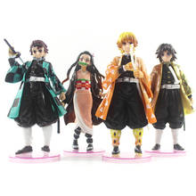 4pcs/set Demon Slayer Tanjirou Kamado Nezuko Agatsuma Zenitsu Tomioka Giyuu Action Figure Toy Kimetsu no Yaiba Model Doll Gifts 2024 - buy cheap