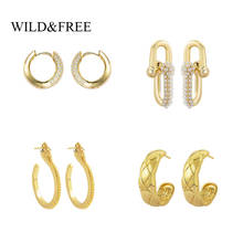 Wild & Free-pendientes de aro pequeños de circonia cúbica para mujer, aretes de latón dorado, bisutería de boda, joyería de Metal Vintage 2024 - compra barato