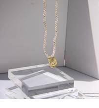 Bronze com 18k ouro metal charme real pérola colares feminino jóias punk festa designer clube t mostrar coreia do japão 2024 - compre barato