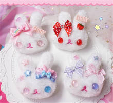 Handmade Lolita Cute Plush Rabbit Bowknot Hairpin Brooch Pin Christmas Girls Hair Accessories  B1576 2024 - buy cheap
