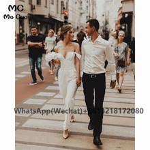 2021 macacão fora do ombro vestidos de casamento longa roupa plissada dia dos namorados casamento branco vestidos de noiva 2024 - compre barato