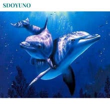 SDOYUNO 60x75cm Painting By Numbers Kits DIY Animals Pictures By Numbers On Canvas Dolphin Frame Hand Painting Home Decor 2024 - buy cheap