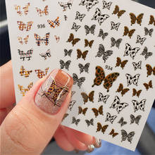 1 Sheet Leopard Butterfly 3D Nail Art Stickers Black and White Design Nail Decal For Nails Art Decorations Design Manicure 2024 - buy cheap