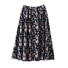 Falda plisada de algodón con estampado Floral para mujer, falda Retro de cintura alta, elástica, para primavera y verano 2024 - compra barato