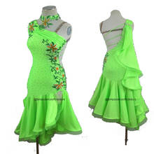 Latin Ballroom Competition Dress Women Green Sumba Rumba Competition Dancing Wear Adult for High Quality Latin Dress 2024 - buy cheap