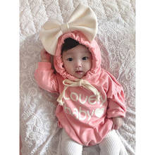 Toddler Baby Girls Boys Letter Bow Hooded Romper Bodysuit Casual Clothes Letter Hooded Collar Long Sleeve Baby Girls Christmas 2024 - buy cheap