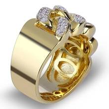 Anel masculino de cristal boêmio trançado, anel de metal banhado a ouro, acessório de festa 2024 - compre barato