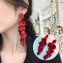 New Korean Matte Rose Petals Tassel Long Earrings For Women Simple Flowers Drop Earrings Female Danlge Brincos Fashion Jewelry 2024 - buy cheap