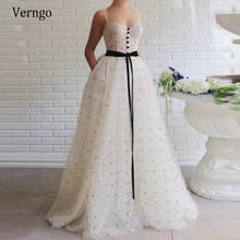 Verngo Simple Cream Tulle With Black Polka Dots A Line Wedding Dress Beach 2021 Straps Sweetheart Fishbons Long Formal Gowns 2024 - buy cheap