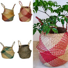 Handmade Seagrass Wickerwork Basket Rattan Foldable Hanging Flower Pot Garden Flower Vase Hanging Basket  1 Pcs 2024 - buy cheap