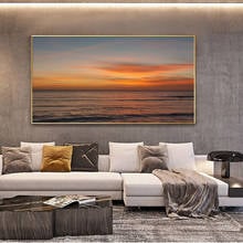 Pintura al óleo de paisaje moderno, lienzo artístico de superficie de mar al atardecer, sala de estar, pasillo, oficina, decoración del hogar, mural 2024 - compra barato