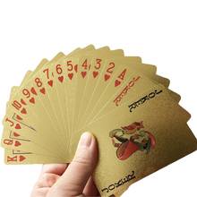 Baralho de jogo de pôquer, cartas douradas para jogo de poker, com revestimento dourado, plástico, à prova d'água 2024 - compre barato