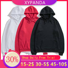 XYPANDA плюс бархатный Однотонный свитер для мужчин с капюшоном и карманом, Женская Толстовка большого размера, Повседневная Свободная Однотонная рубашка для пары 2024 - купить недорого