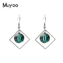 Colorful Cats Eyes Dragon Eyes Design Rhombus Earrings Handmade Vintage Cat Eyes Glass Dome Fish Hook Earrings 2024 - buy cheap