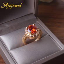 Jojewel lindo vermelho zircônia cúbica anéis com grandes pedras feminino anel de casamento jóias presente bague femme 2024 - compre barato