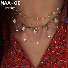Colar feminino com pingente, colar de ouro, cristal, pedra de cor, pingente, boho, vintage, para presente 2024 - compre barato