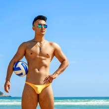 SD651 Summer beach shorts hot gay men swimm trunks briefs bright solid color men swimwear bikinis sexy tight low waist swimsuits 2024 - buy cheap