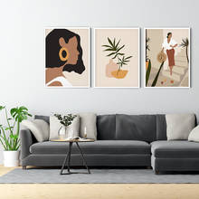 Decoración de pared Bohemia sobre la cama, arte minimalista de terracota, dibujo de Arte Abstracto en la pintura de mujer, cartel de retrato, impresión en lienzo para decoración del hogar 2024 - compra barato