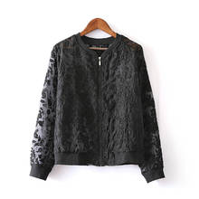 Spring Summer Short Coat Stand Collar Bomber Jacket Organza Lace Jacket Women Black White Women Casual Jackets HK280 2024 - buy cheap