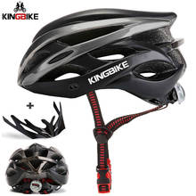 Kingbike-capacete de ciclismo preto fosco, capacetes de bicicleta masculinos e femininos, mtb, capacete de bicicleta com luz de aviso 2024 - compre barato