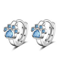  Sweet Blue Zircon Stone Cat Claw Hoop Earrings for Girl Party Jewelry Women   Earring brincos bijoux 2024 - buy cheap