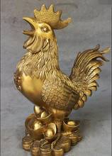 free 15" Chinese Brass Wealth Feng Shui Zodiac Year Rooster Cock Art Sculpture Statue fast 2024 - buy cheap