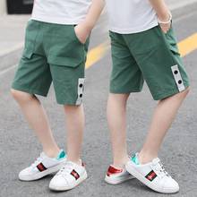 EACHIN Boys Shorts Summer Cotton Linen Teenagers Children Breathable Shorts Boys Elastic Waist Cargo Shorts Child Trend Pants 2024 - buy cheap