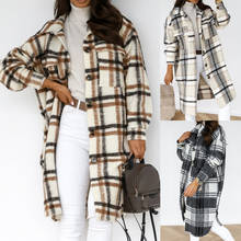 2020 Winter Checked Women Jacket  Down Overcoat Warm Plaid Long Coat Oversize Thick Woolen Blends Female Streetwear 2024 - buy cheap