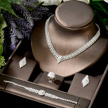 HIBRIDE-Conjunto de joyería de lujo para mujer, conjunto de collar y pendientes de Circonia cúbica, accesorios de boda, N-1824, 4 Uds. 2024 - compra barato