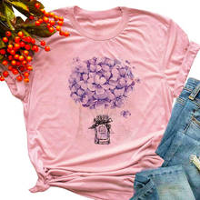 Camiseta de manga corta con estampado Floral para mujer, blusa rosa estampada para mujer 2021 2024 - compra barato