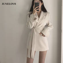 Junelove blazer feminino outono, casacos vintage, mulheres soltas com bolsos, casual, escritório, feminino, manga longa, roupa externa 2024 - compre barato