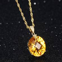 Natural Citrine Jewelry Crystal Gold Color Chain Gemstone Pendant Necklace Wedding Jewelry Gift For Women Girl 2024 - buy cheap