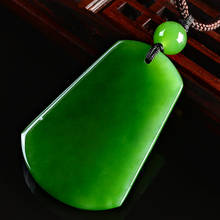 Natural green jade pendant necklace square jade pendants necklaces for men women jadeite jade jewelry necklace women send chain 2024 - buy cheap