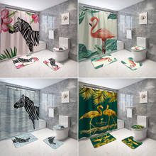 Flamingo Zebra Pattern Shower Curtain Bathroom Mats and Curtains Bath Mat Sets Bathtub Screen Toilet Lid Cover Rug Home Decor 2024 - buy cheap