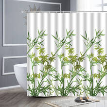 Cortina de ducha de estilo chino, visillo de bambú, flor, mariposa, paisaje Natural, decoración de baño, cortinas de tela impermeables, pantalla de bañera 2024 - compra barato