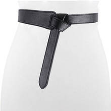 Novo espartilho feminino largo de couro, faixa feminina com gravata, obi cintura fina, lazer, cintos para mulheres, vestido de casamento, cintas 2024 - compre barato