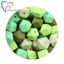 50 PCS Green Colors Series BPA Free 14-17 MM Hexagon Silicone Beads For Baby Pacifier Clip Teething Necklaces Chewable Jewelry 2024 - buy cheap