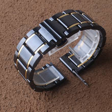 Acessórios de cerâmica pura fivela de aço inoxidável, pulseiras de relógio para samsung gear galaxy pinos de liberação rápida, pulseira dourada 2024 - compre barato