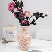 Vaso de flores estilo nórdico, vaso de plástico com imitação de cerâmica e vaso de flores, decoração para casa 2024 - compre barato