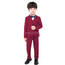 Traje de boda Formal para niños, chaqueta de fiesta de cumpleaños, chaleco, pantalones, pajarita, esmoquin, traje de graduación, 4 Uds. 2024 - compra barato