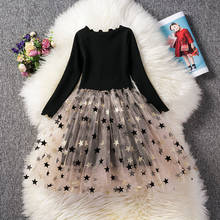 Full Sleeve Dress for Girls Clothing Cotton Pentagram Pattern Mesh Tutu Dress Casual Wear 2-7Years Kids Children Autumn Dresses 2024 - buy cheap