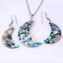 FYJS Unique Jewelry Sets Silver Plated Abalone Shell Pendant Crescent Moon Necklace Drop Earrings 2024 - buy cheap