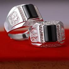 Мужское кольцо из серебра 100% пробы с черным цирконием 2024 - купить недорого