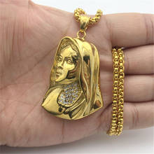 Religious Stainless Steel Virgin Mary Pendant Necklace Women Jewelry Christian Gold Color Iced Out Madonna Necklace DropShipping 2024 - buy cheap